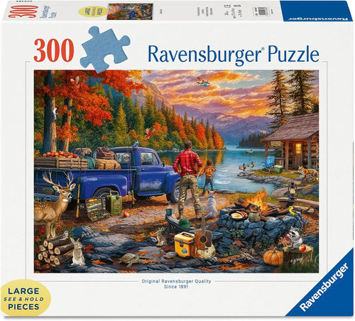 Sunset Lake - 300 XL Piece Large Format Jigsaw Puzzle (Ravensburger) - Completed Puzzle