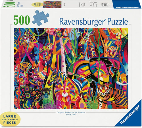 Jewelled Jungle - 500 XL Piece Jigsaw Puzzle (Ravensburger) - Completed Puzzle