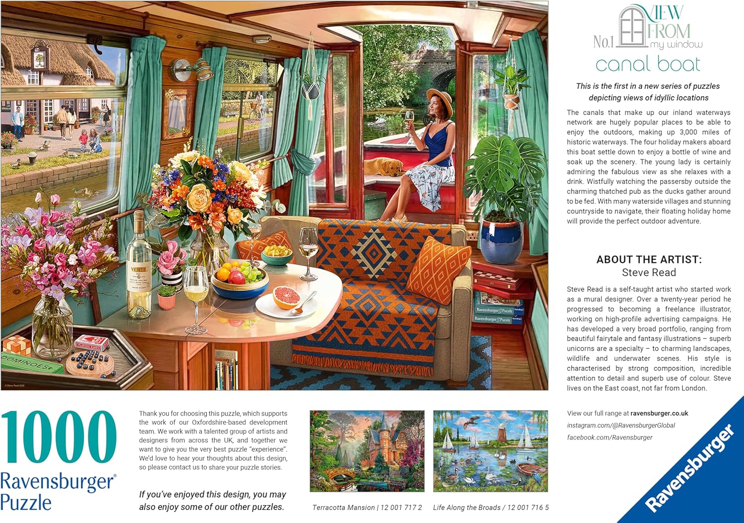 ** Pre-Order ** View from my Window No.1 – Canal Boat by Steve Read - 1000 Piece Jigsaw Puzzle (Ravensburger)