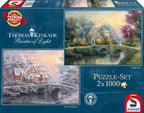 Lamplight Manor/Winter in Lamplight Manor by Thomas Kinkade – 2 x 1000 Piece Jigsaw Puzzle (Schmidt)