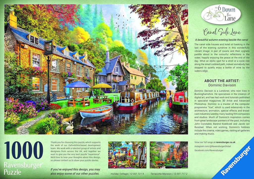 ** Pre-Order ** Down the Lane No.6 - Canal side Lane by Dominic Davison - 1000 Piece Jigsaw Puzzle (Ravensburger)