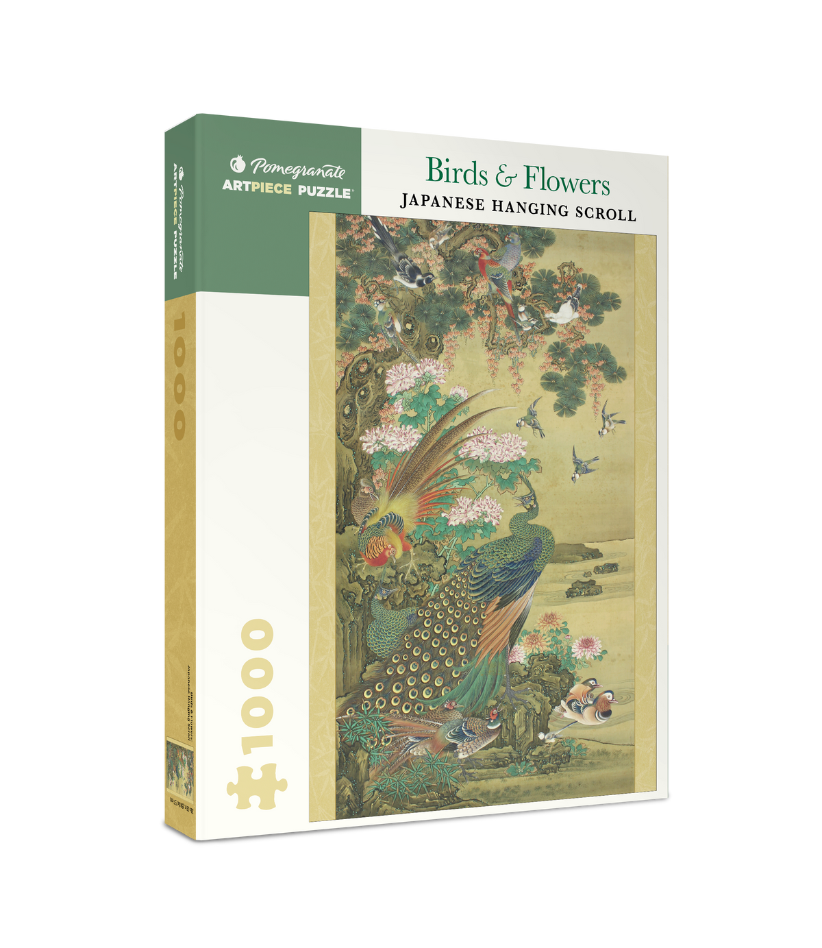 Box, turned right: Birds & Flowers: Japanese Hanging Scroll – 1000 Piece Jigsaw Puzzle (Pomegranate)