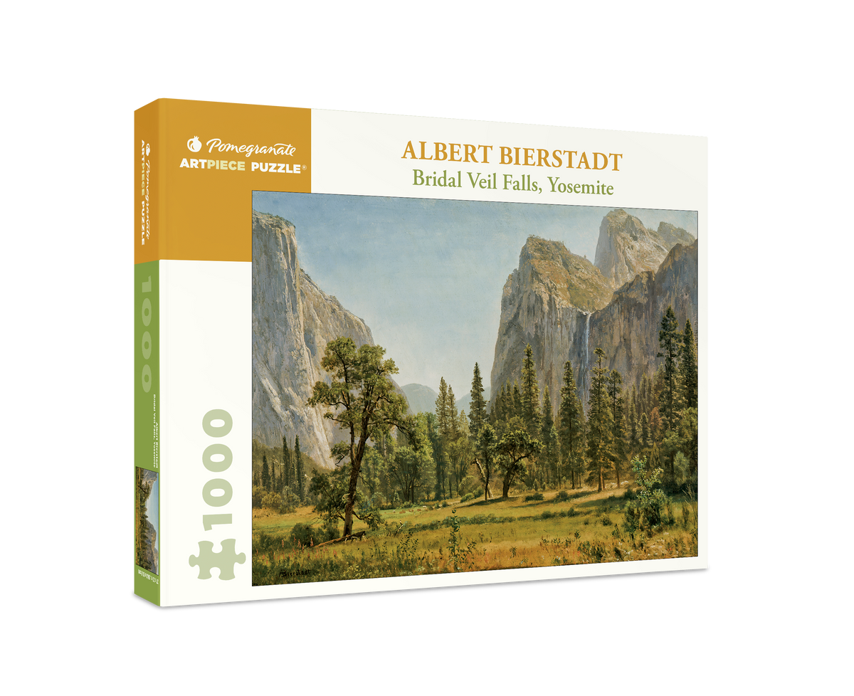 Box, turned right: Bridal Veil Falls, Yosemite by Albert Bierstadt – 1000 Piece Jigsaw Puzzle (Pomegranate)