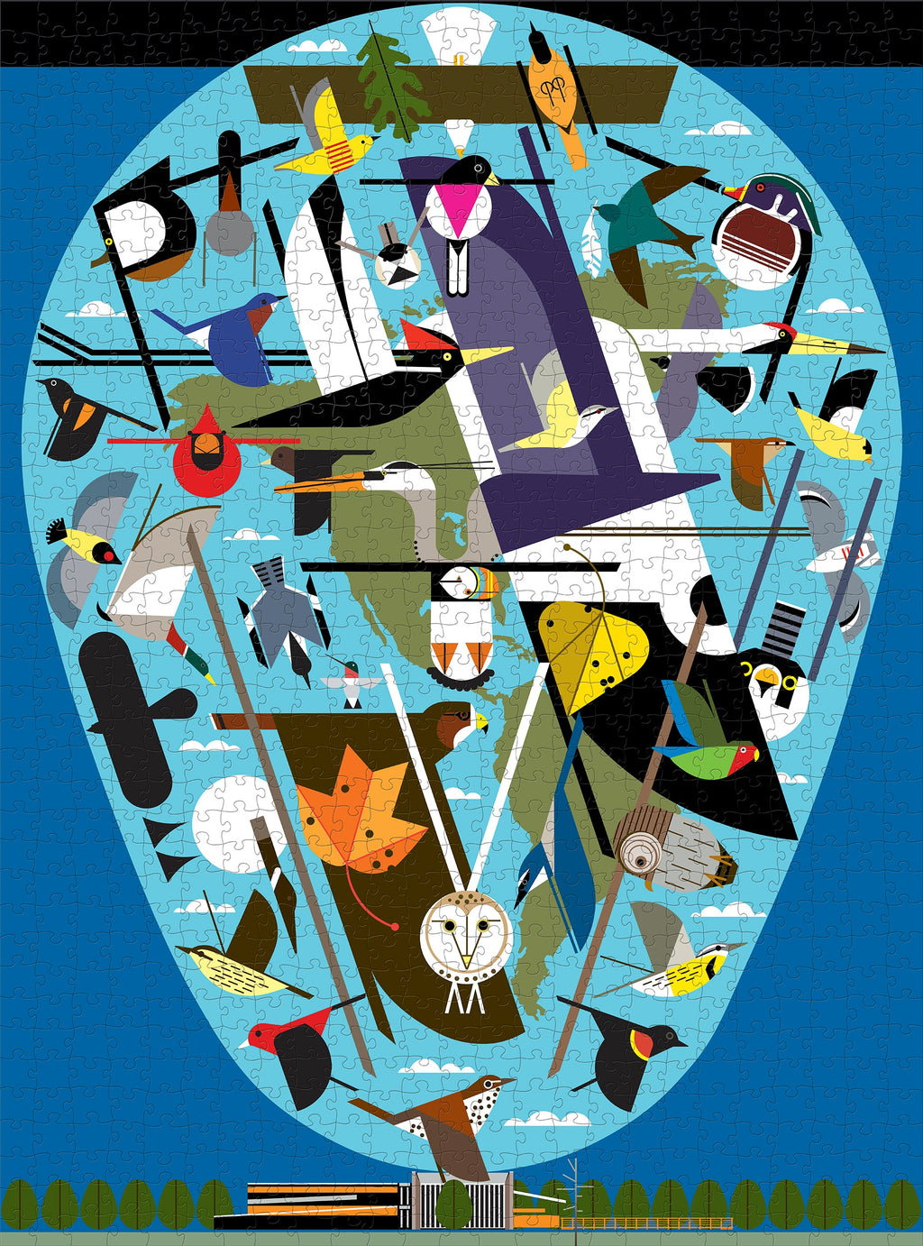 Made up: We Think the World of Birds by Charley Harper – 1000 Piece Jigsaw Puzzle (Pomegranate)