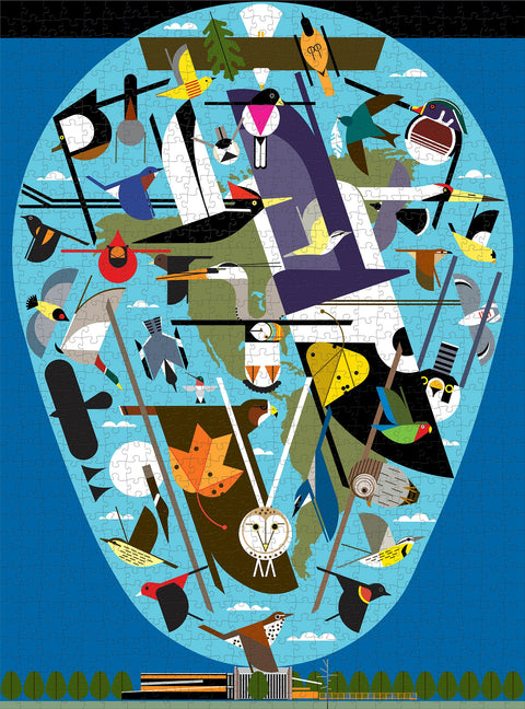 Made up: We Think the World of Birds by Charley Harper – 1000 Piece Jigsaw Puzzle (Pomegranate)