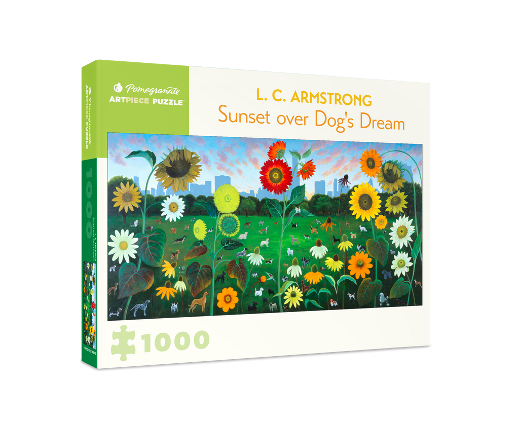 Box, turned right: Sunset over Dog's Dream by L. C. Armstrong – 1000 Piece Jigsaw Puzzle (Pomegranate)