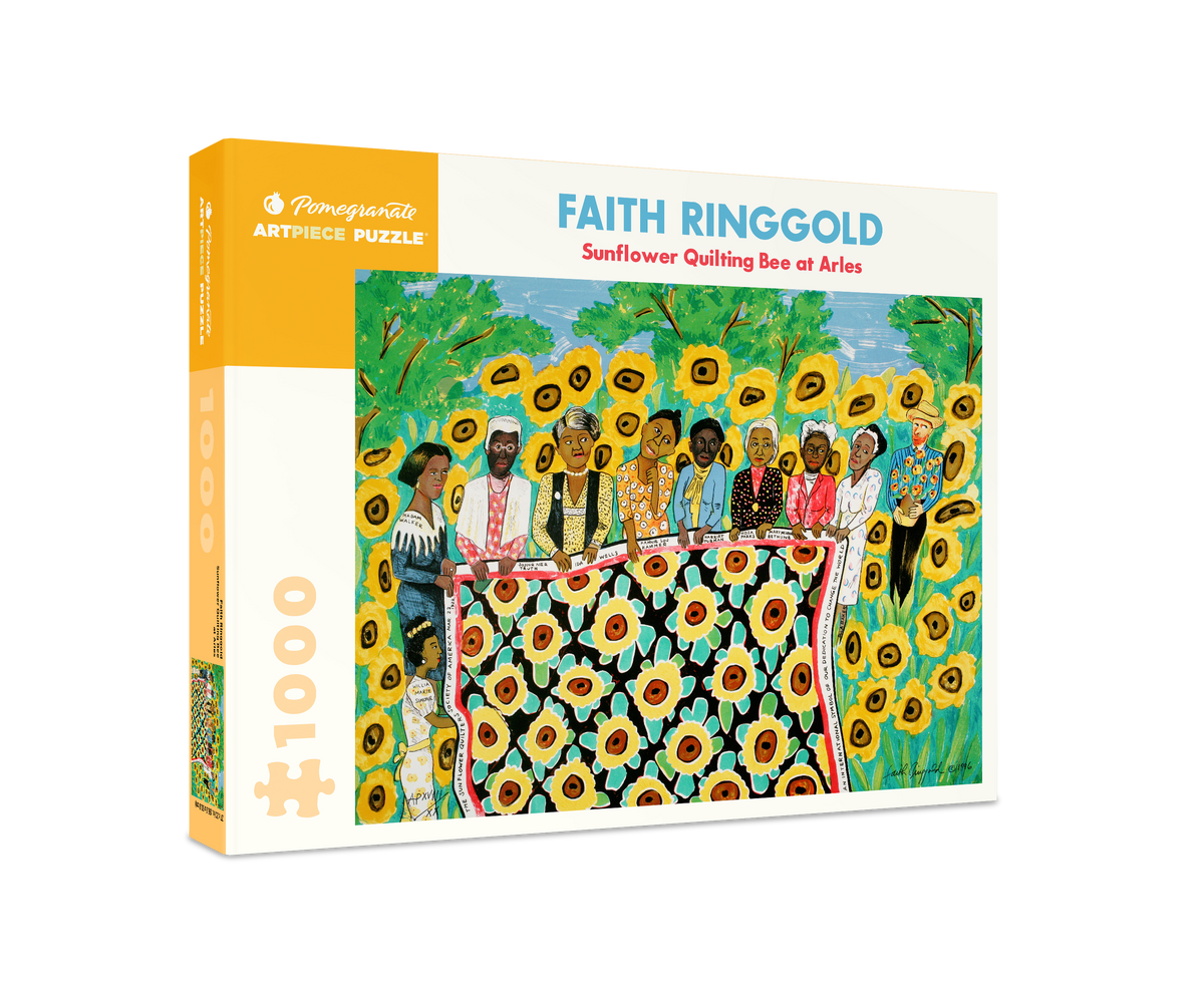 Box, turned right: Sunflower Quilting Bee at Arles by Faith Ringgold – 1000 Piece Jigsaw Puzzle (Pomegranate)