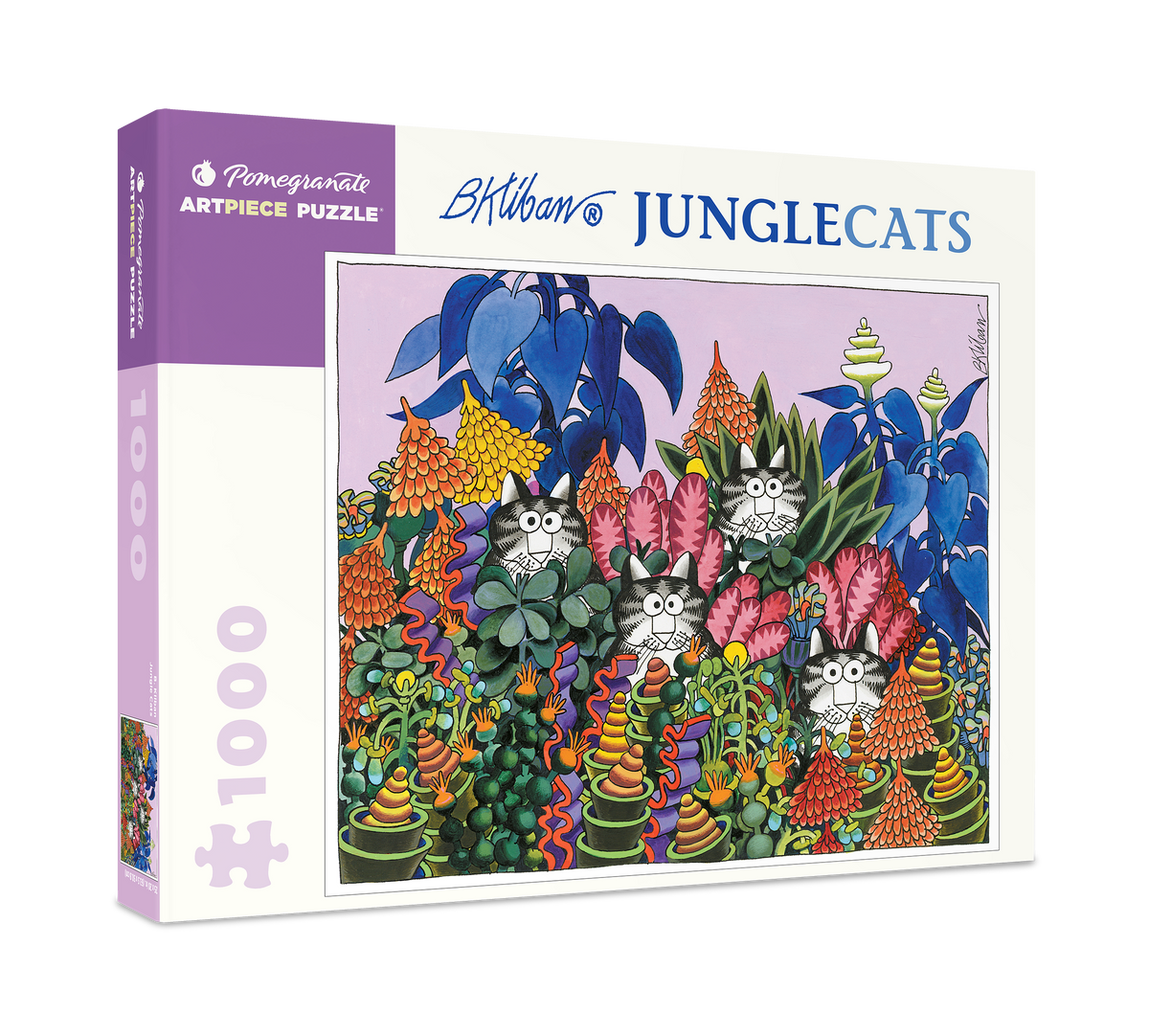 Box, turned right: Jungle Cats by B. Kliban – 1000 Piece Jigsaw Puzzle (Pomegranate)