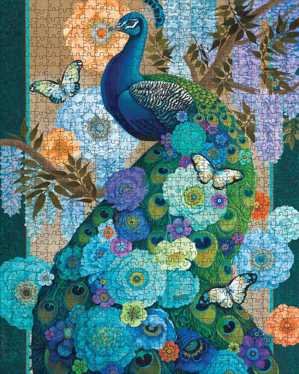Made up: Floral Peacock by David Galchutt – 1000 Piece Jigsaw Puzzle (Pomegranate)