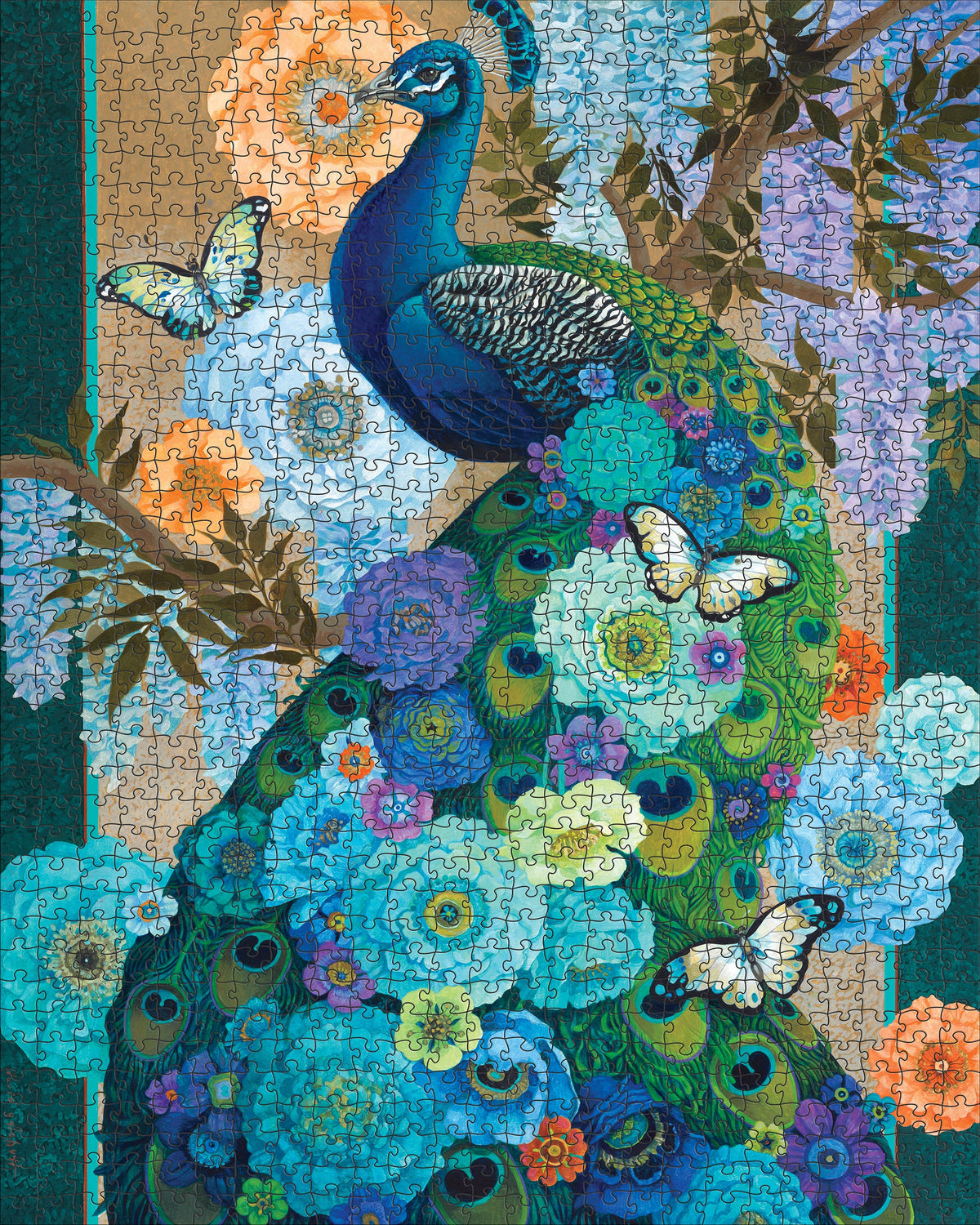 Made up: Floral Peacock by David Galchutt – 1000 Piece Jigsaw Puzzle (Pomegranate)