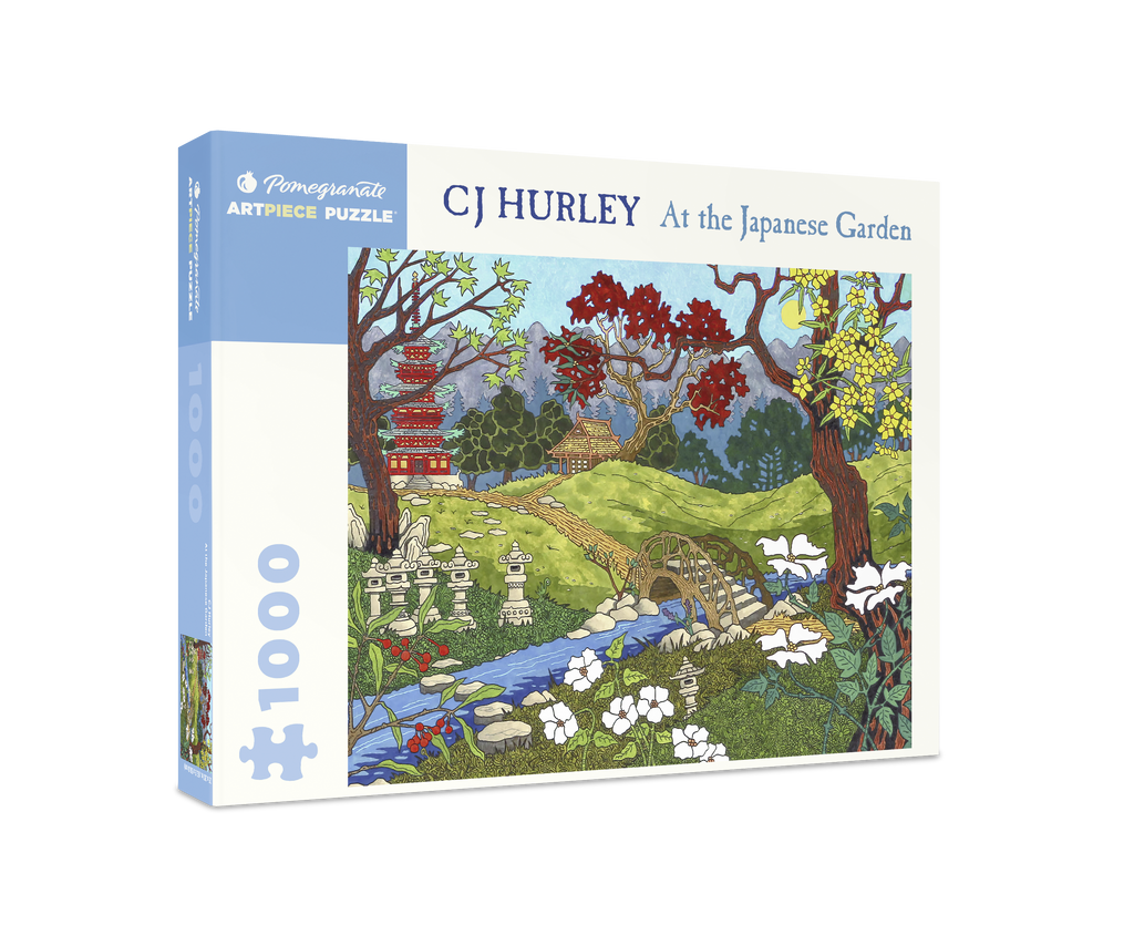 Box, turned right: At the Japanese Garden by CJ Hurley – 1000 Piece Jigsaw Puzzle (Pomegranate)