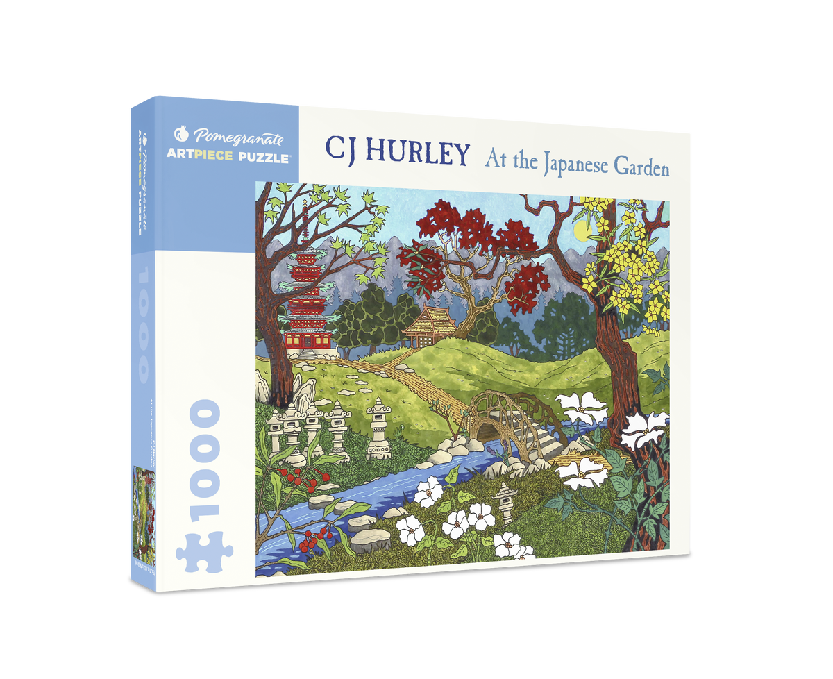 Box, turned right: At the Japanese Garden by CJ Hurley – 1000 Piece Jigsaw Puzzle (Pomegranate)