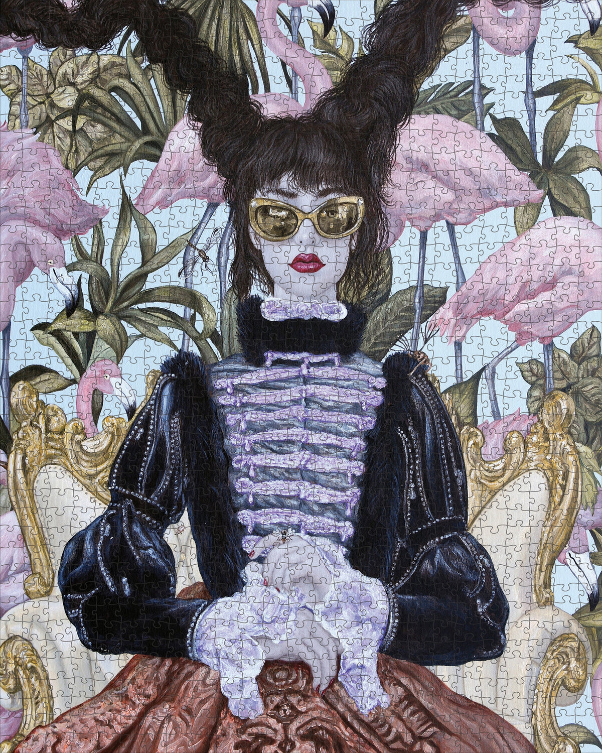 Made up: Girl with Pink Flamingos by Carlos Gámez de Francisco – 1000 Piece Jigsaw Puzzle (Pomegranate)