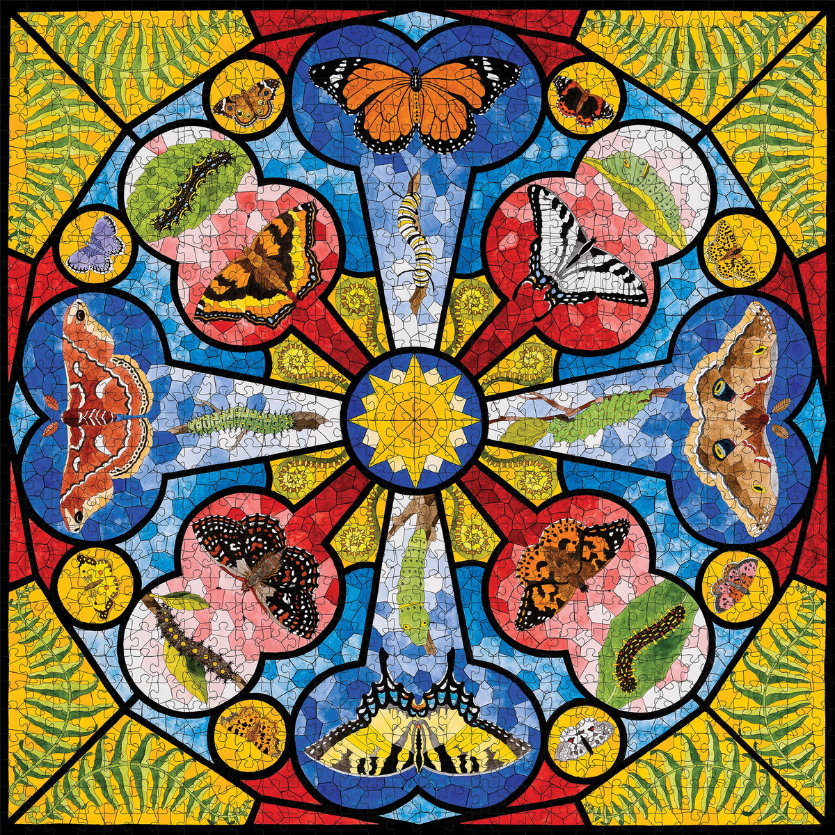 Made up: Butterfly Rose Window by David Cohen - 1000 Piece Jigsaw Puzzle (Pomegranate)