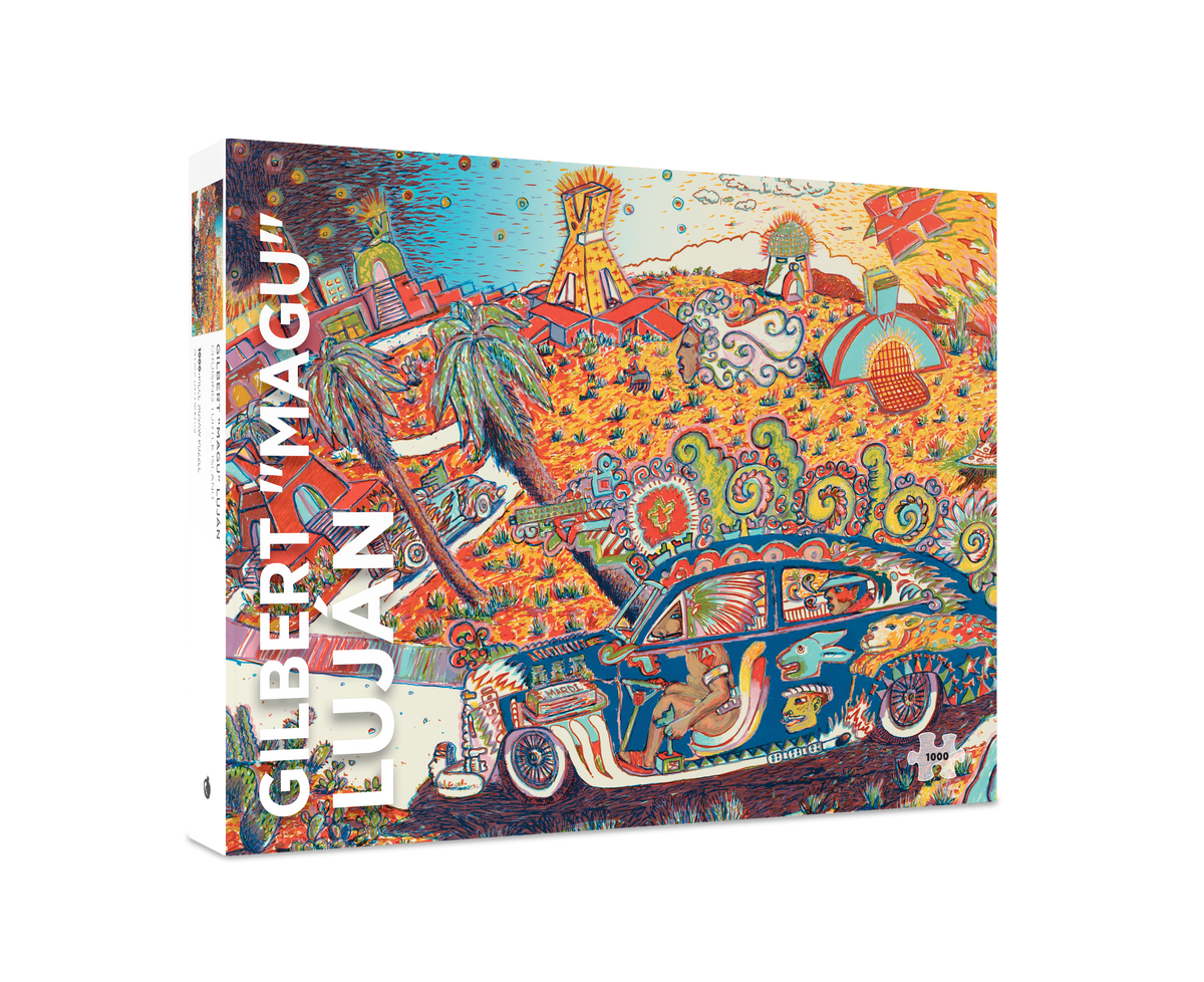 Box, turned right: Cruising Turtle Island by Gilbert “Magu” Luján – 1000 Piece Jigsaw Puzzle (Pomegranate)