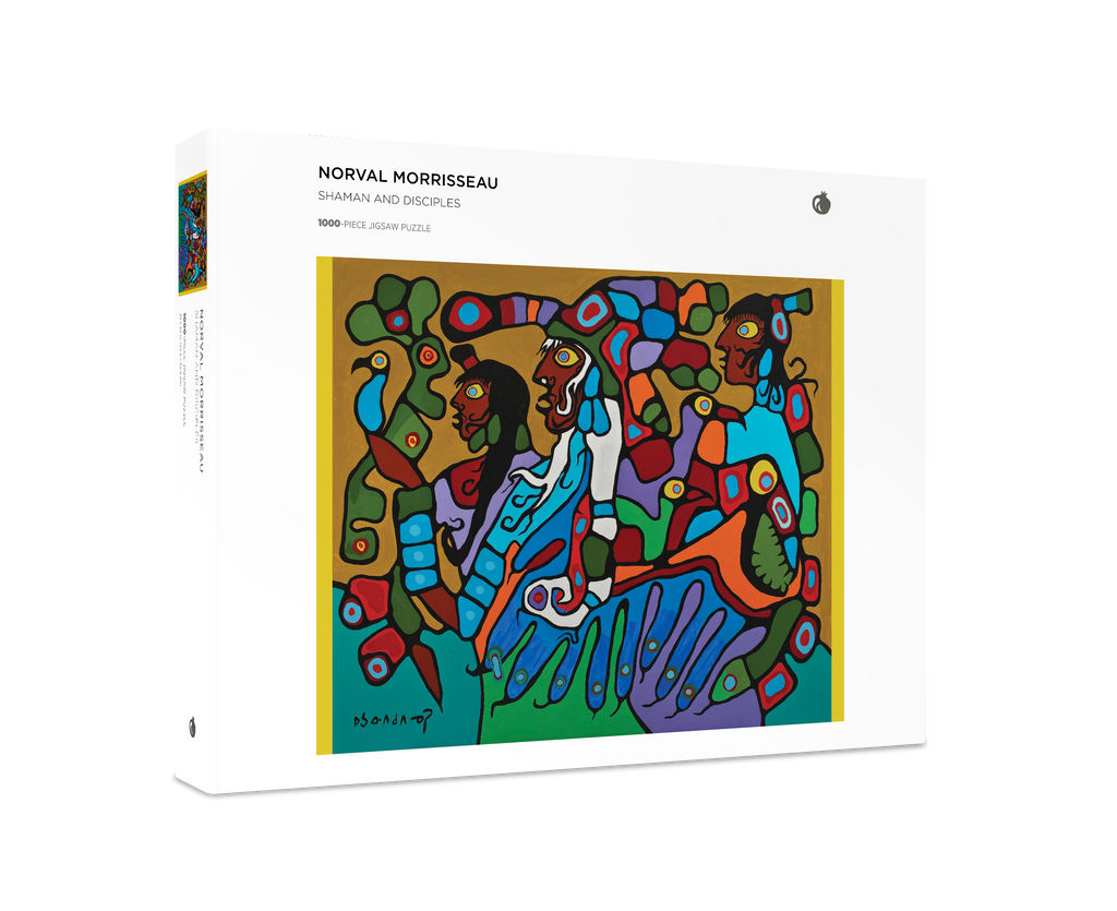Box, turned right: Shaman and Disciples by Norval Morrisseau – 1000 Piece Jigsaw Puzzle (Pomegranate)