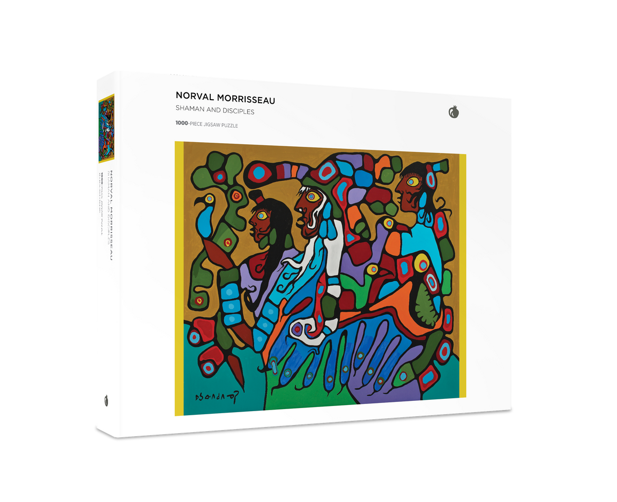 Box, turned right: Shaman and Disciples by Norval Morrisseau – 1000 Piece Jigsaw Puzzle (Pomegranate)