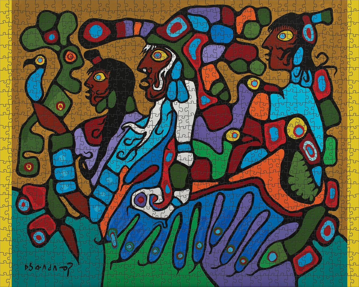 Made up: Shaman and Disciples by Norval Morrisseau – 1000 Piece Jigsaw Puzzle (Pomegranate)