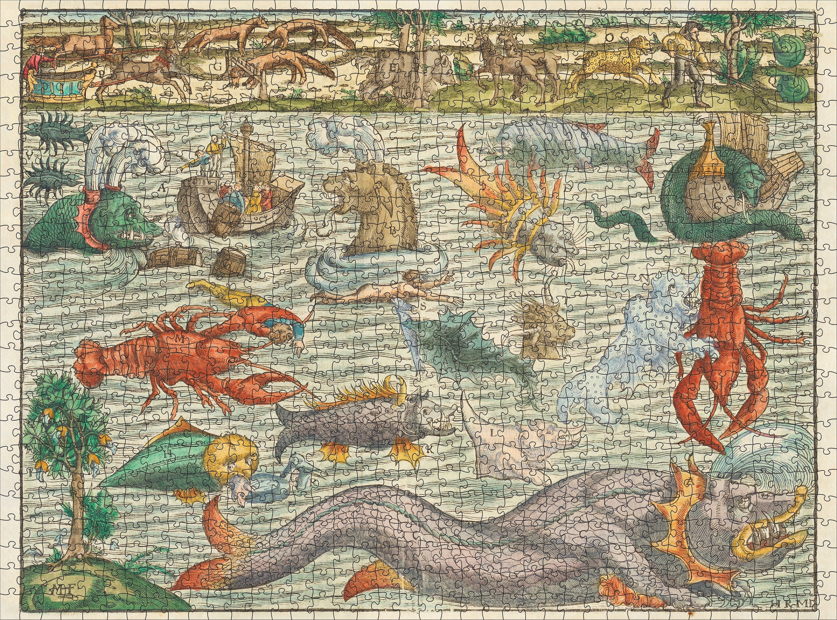 Sea Monsters by Sebastian Münster – 1000 Piece Jigsaw Puzzle (Pomegranate)