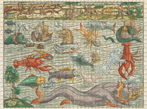 Sea Monsters by Sebastian Münster – 1000 Piece Jigsaw Puzzle (Pomegranate)