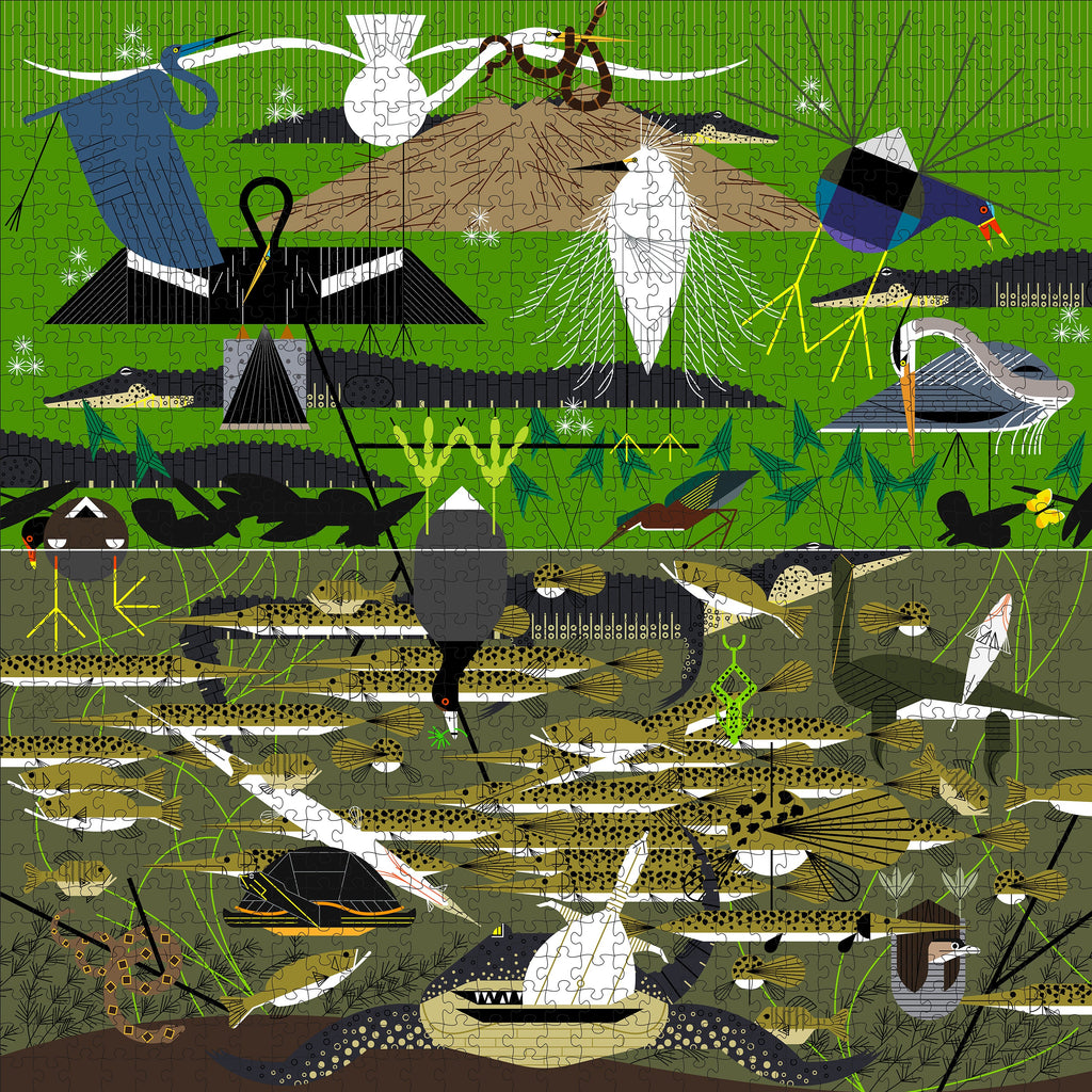 The Everglades by Charley Harper – 1000 Piece Jigsaw Puzzle (Pomegranate)