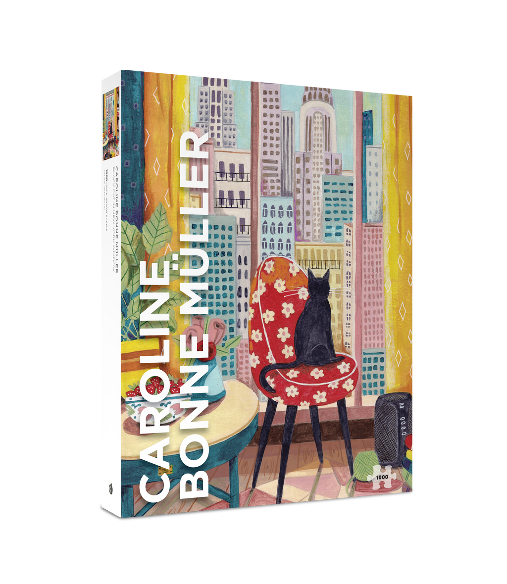 Black Cat in New York Window by Caroline Bonne Müller – 1000 Piece Jigsaw Puzzle (Pomegranate)