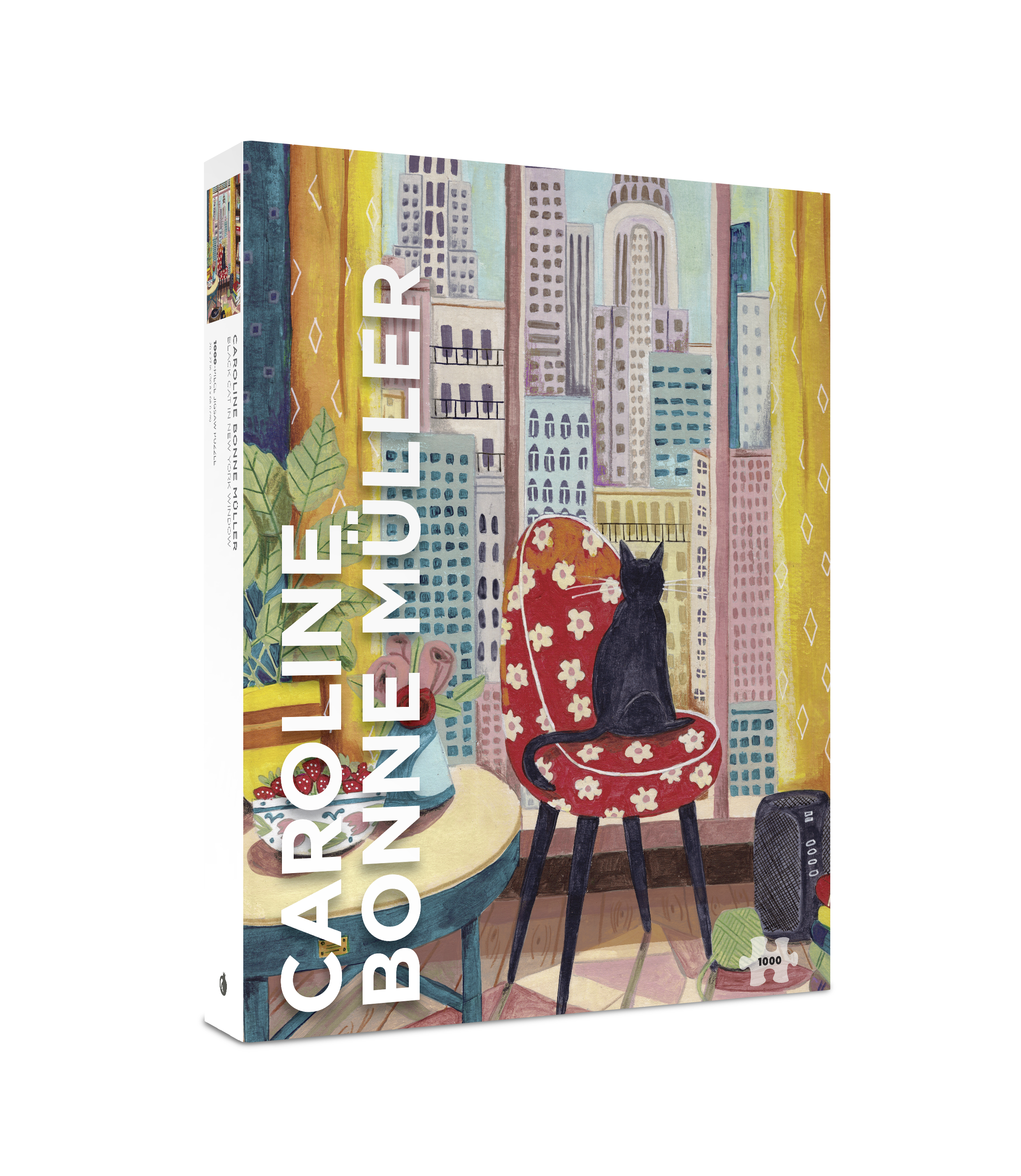 Black Cat in New York Window by Caroline Bonne Müller – 1000 Piece Jigsaw Puzzle (Pomegranate)