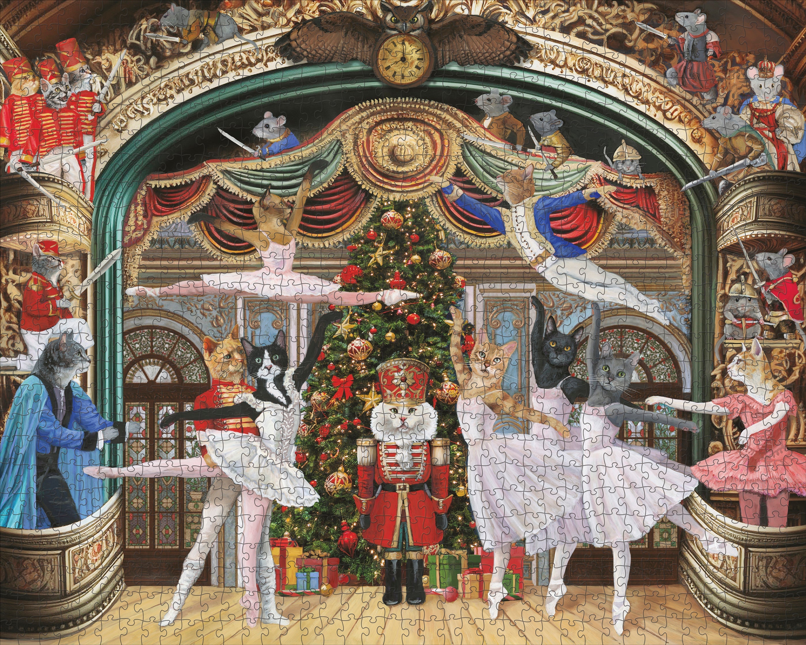 Nutcracker Kitties by Carol Lew – 1000 Piece Jigsaw Puzzle (Pomegranate)