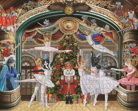 Nutcracker Kitties by Carol Lew – 1000 Piece Jigsaw Puzzle (Pomegranate)
