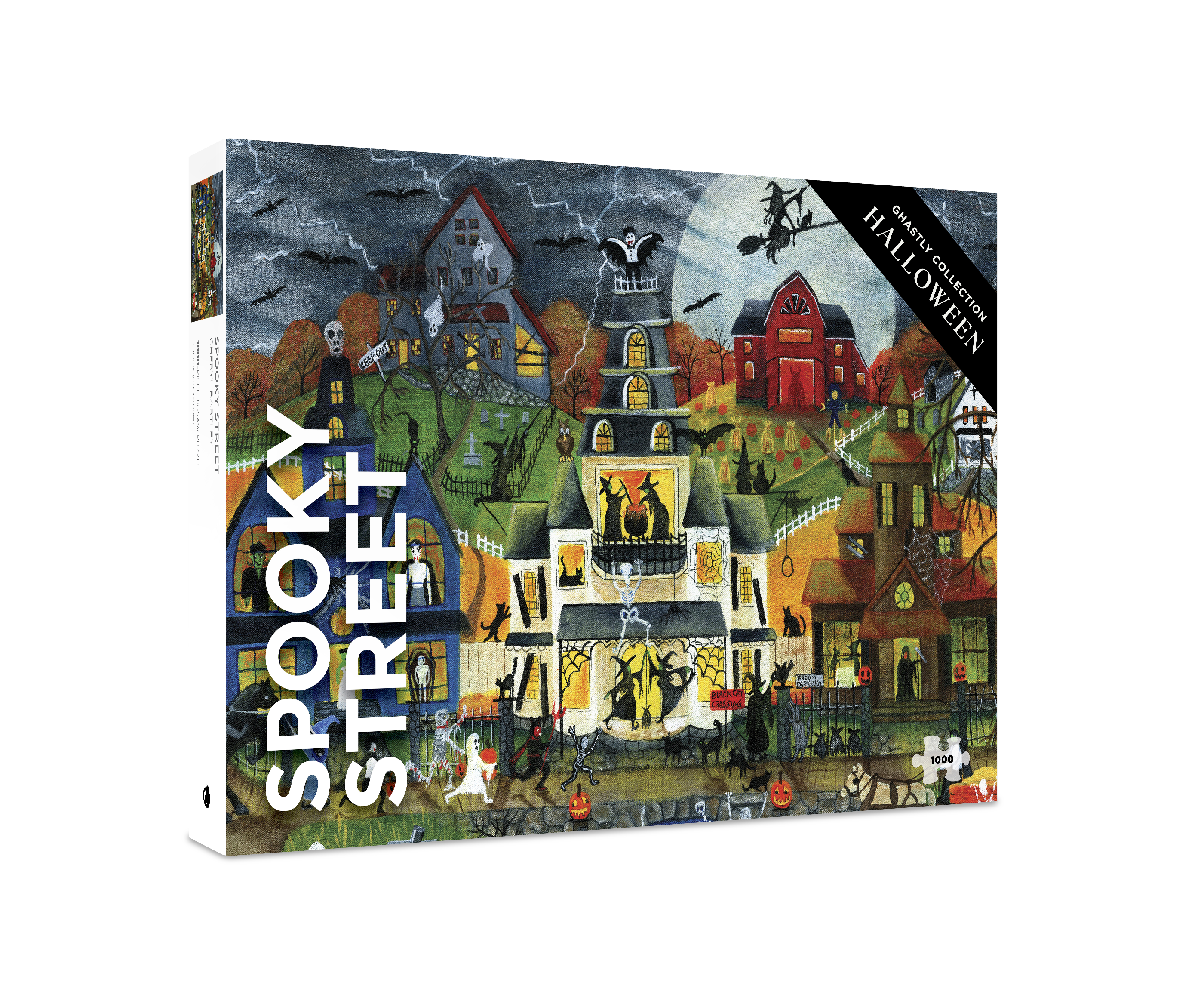 Spooky Street by Cheryl Bartley – 1000 Piece Jigsaw Puzzle (Pomegranate)