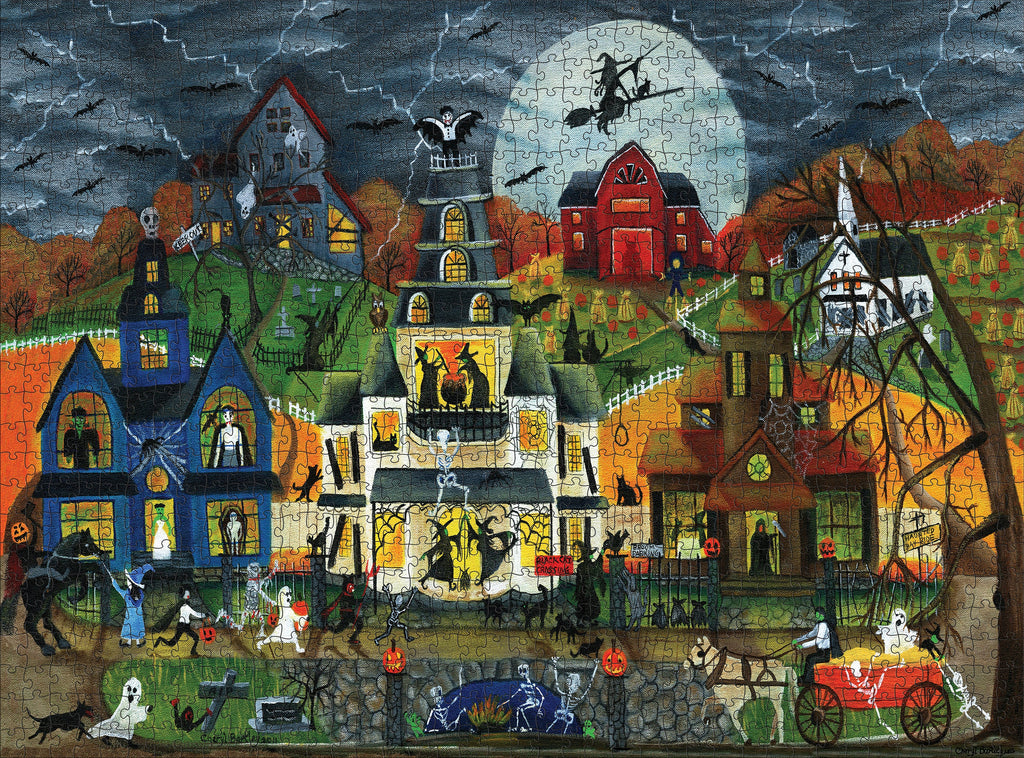 Spooky Street by Cheryl Bartley – 1000 Piece Jigsaw Puzzle (Pomegranate)