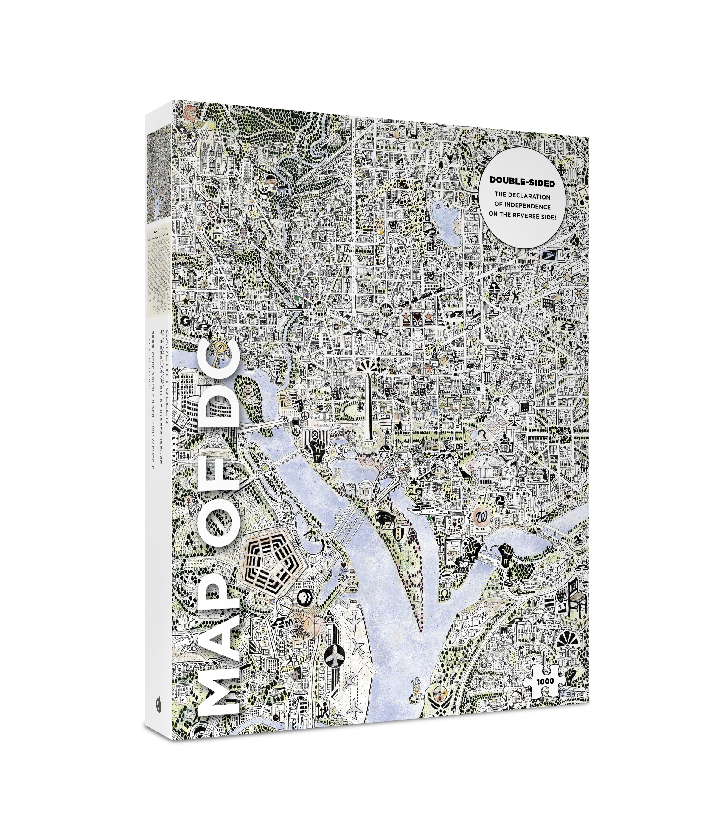Map of DC and The Declaration of Independence by Gareth Fuller – 1000 Piece Double-Sided Jigsaw Puzzle (Pomegranate)