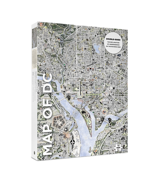 Map of DC and The Declaration of Independence by Gareth Fuller – 1000 Piece Double-Sided Jigsaw Puzzle (Pomegranate) - Completed Puzzle