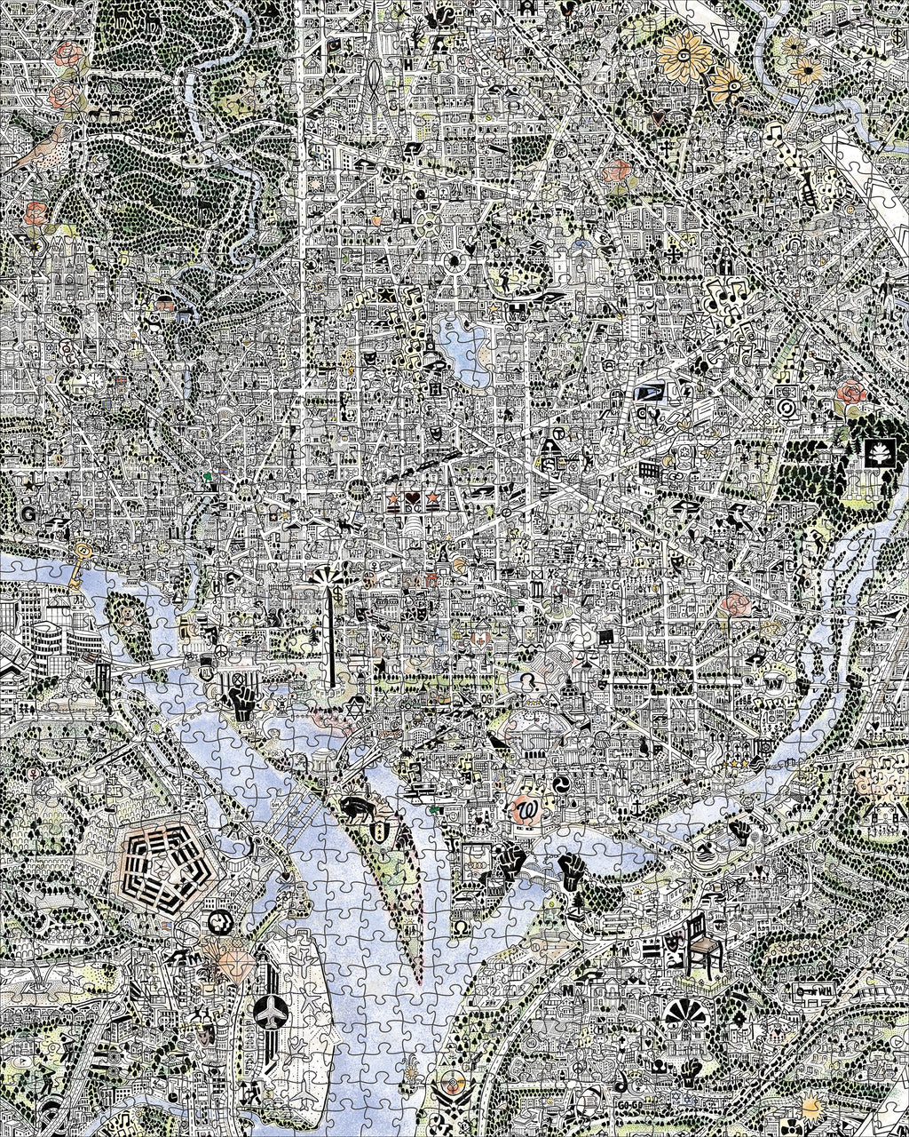 Map of DC and The Declaration of Independence by Gareth Fuller – 1000 Piece Double-Sided Jigsaw Puzzle (Pomegranate)