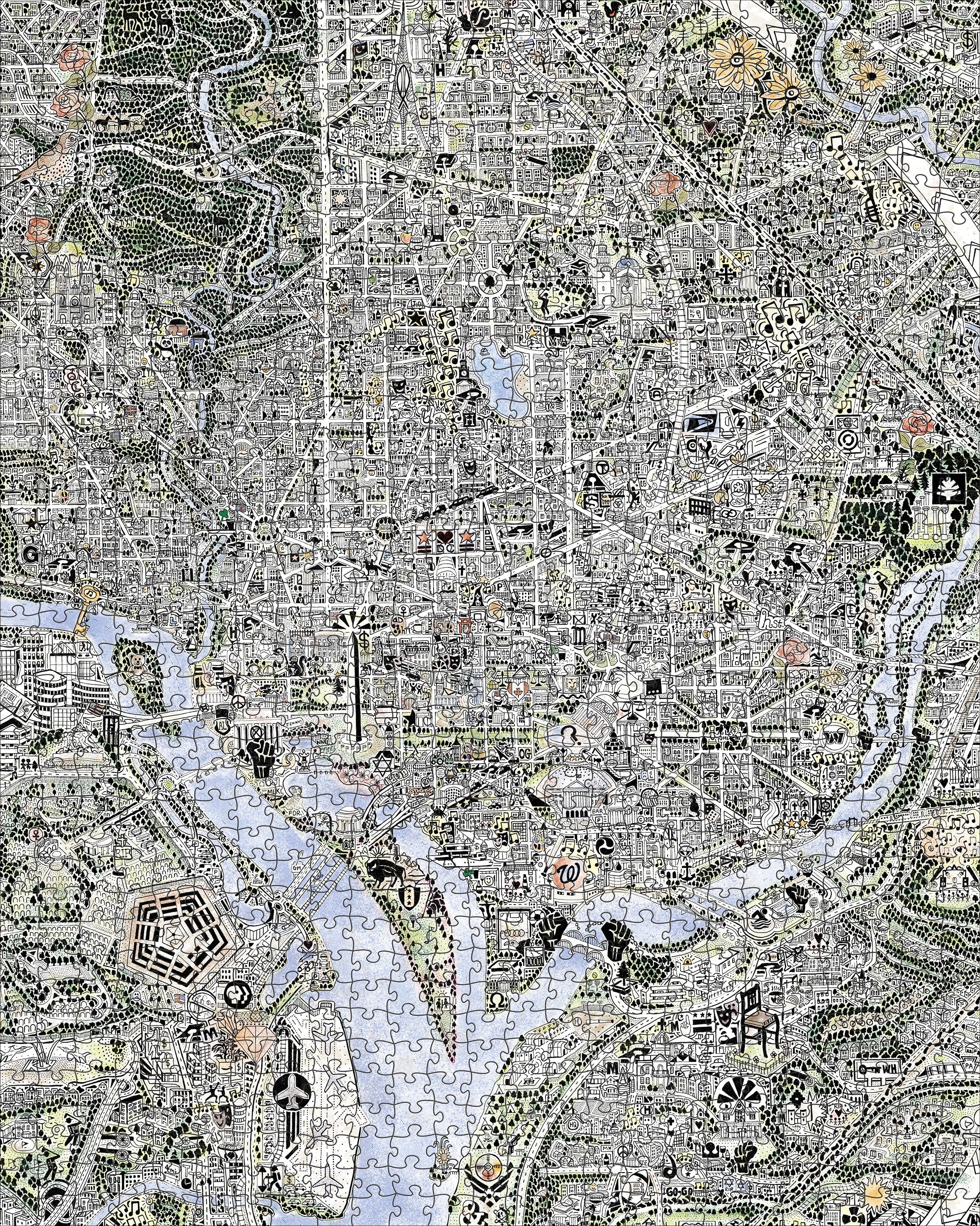 Map of DC and The Declaration of Independence by Gareth Fuller – 1000 Piece Double-Sided Jigsaw Puzzle (Pomegranate)