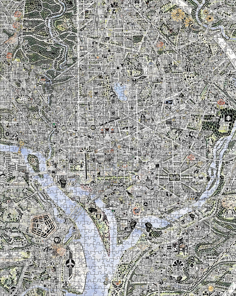 Map of DC and The Declaration of Independence by Gareth Fuller – 1000 Piece Double-Sided Jigsaw Puzzle (Pomegranate)