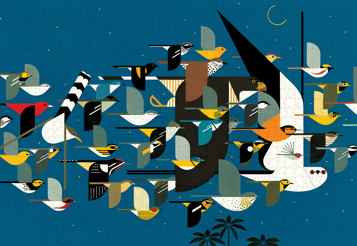 Made up: Mystery of the Missing Migrants by Charley Harper – 1000 Piece Jigsaw Puzzle (Pomegranate)