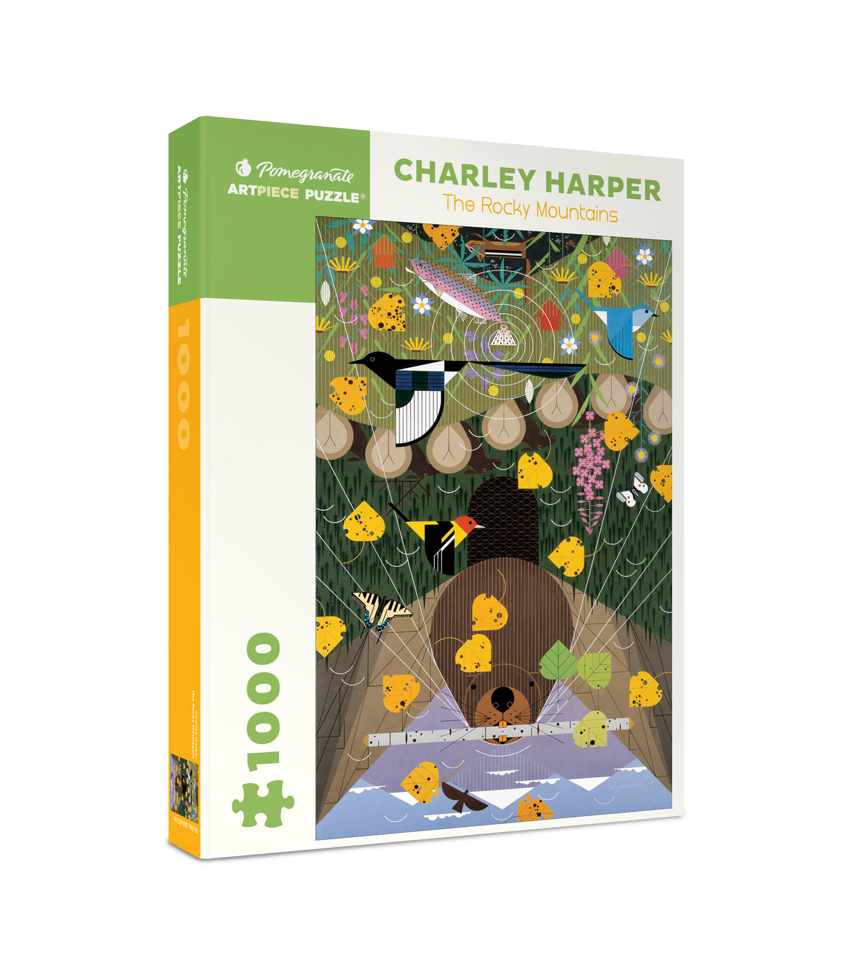 Box, turned right: The Rocky Mountains by Charley Harper – 1000 Piece Jigsaw Puzzle (Pomegranate)