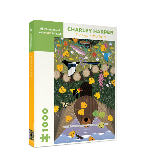 Box, turned right: The Rocky Mountains by Charley Harper – 1000 Piece Jigsaw Puzzle (Pomegranate)