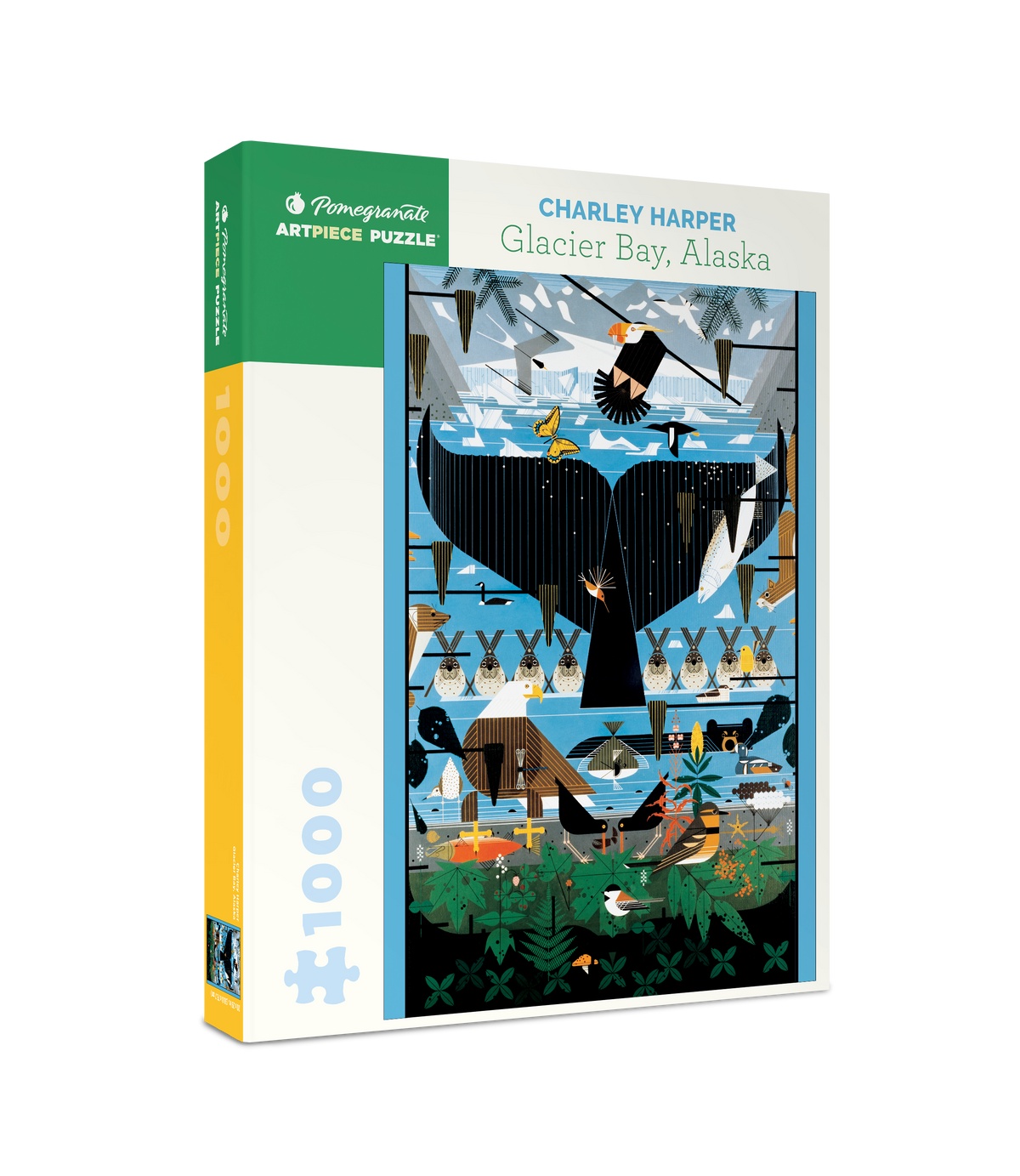 Box, turned right: Glacier Bay, Alaska by Charley Harper – 1000 Piece Jigsaw Puzzle (Pomegranate)