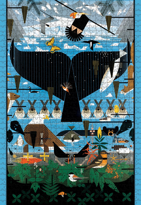 Made up: Glacier Bay, Alaska by Charley Harper – 1000 Piece Jigsaw Puzzle (Pomegranate)