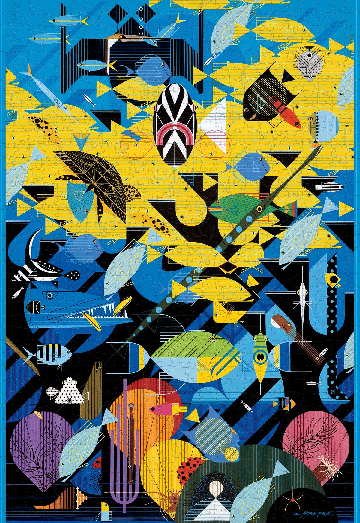 Made up: The Coral Reef by Charley Harper – 1000 Piece Jigsaw Puzzle (Pomegranate)