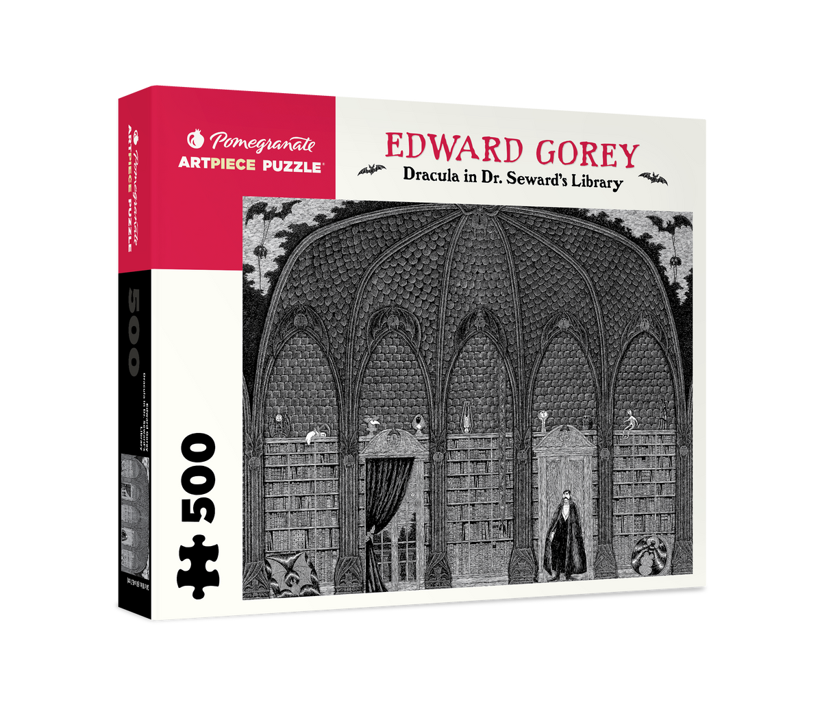 Box, turned right: Dracula in Dr. Seward's Library by Edward Gorey – 500 Piece Jigsaw Puzzle (Pomegranate)