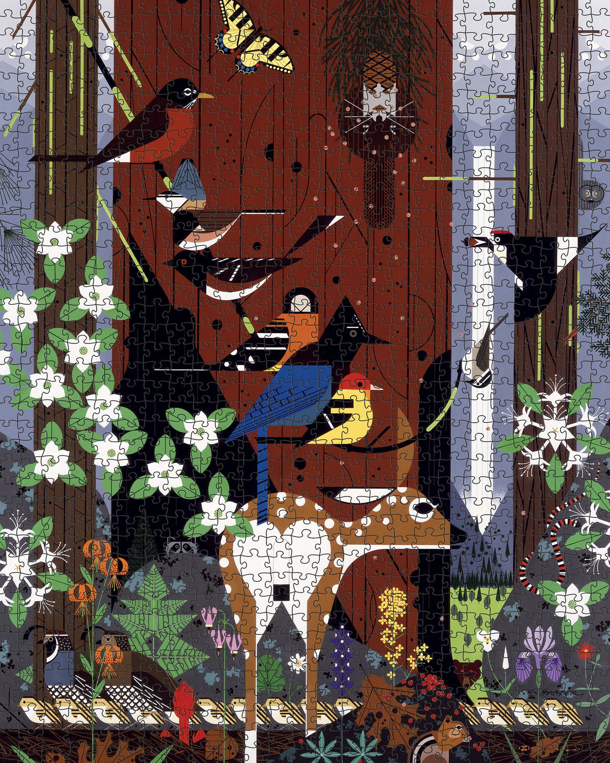 Made up: The Sierra Range by Charley Harper – 1000 Piece Jigsaw Puzzle (Pomegranate)