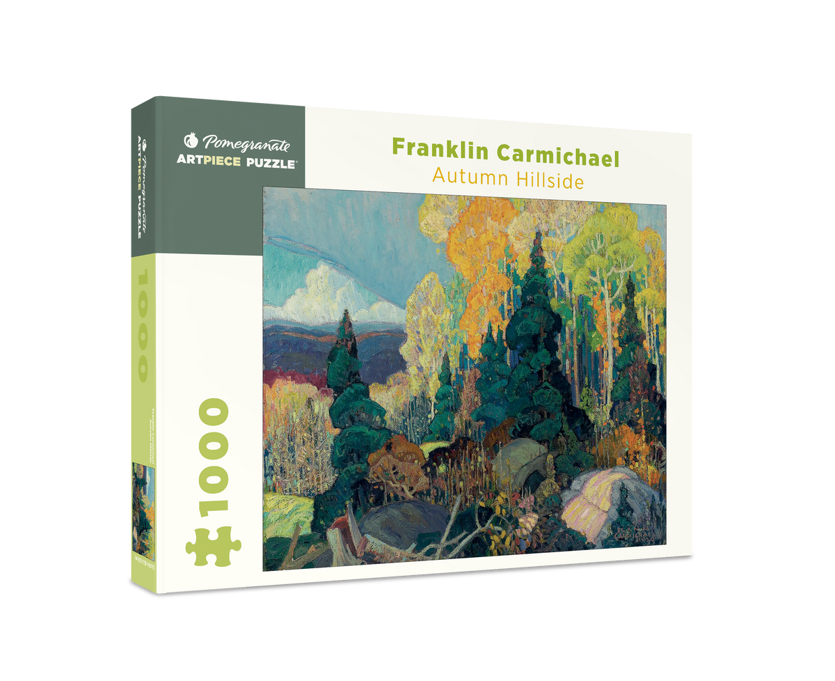 Box, turned right: Autumn Hillside by Franklin Carmichael – 1000 Piece Jigsaw Puzzle (Pomegranate)