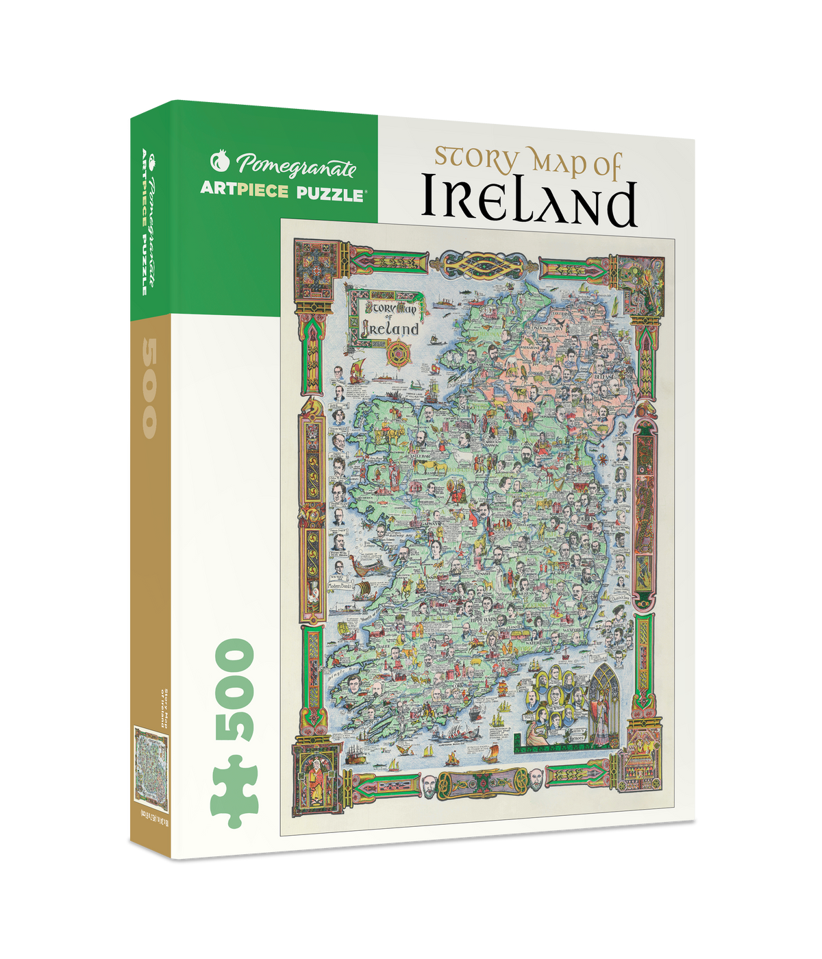 Box, turned right: Story Map of Ireland – 500 Piece Jigsaw Puzzle (Pomegranate)