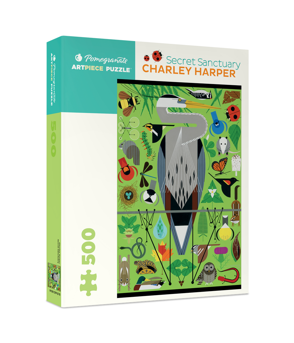 Box, turned right: Secret Sanctuary by Charley Harper – 500 Piece Jigsaw Puzzle (Pomegranate)