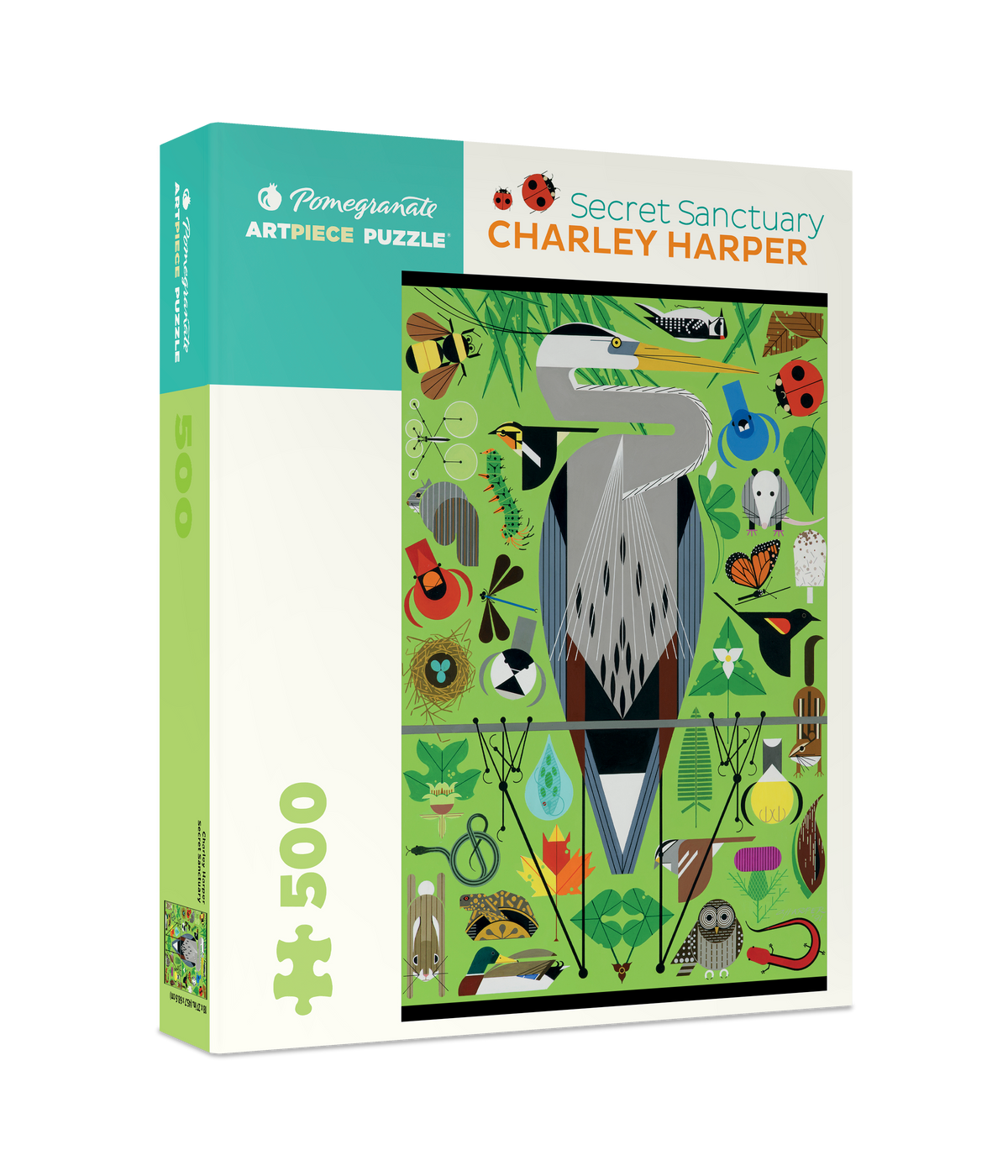 Box, turned right: Secret Sanctuary by Charley Harper – 500 Piece Jigsaw Puzzle (Pomegranate)
