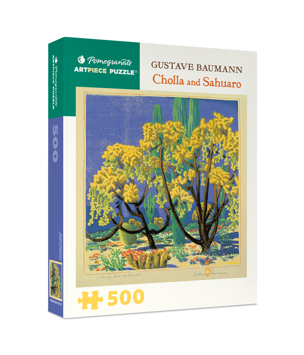 Box, turned right: Cholla and Sahuaro by Gustave Baumann – 500 Piece Jigsaw Puzzle (Pomegranate)