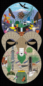 Made up: The California Desert Mountains by Charley Harper – 1000 Piece Jigsaw Puzzle (Pomegranate)